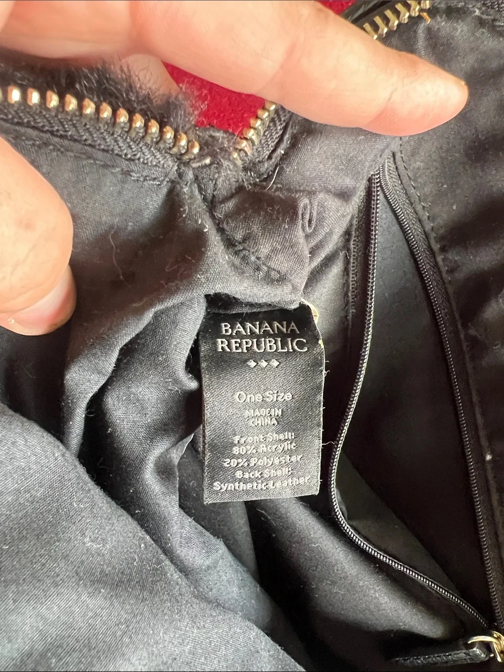 Banana Republic Black Faux Fur bag with Gold Zipper